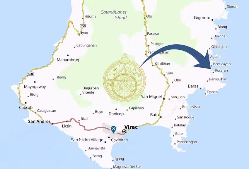 Carte d'accès à L'Astrolabe, Catanduanes