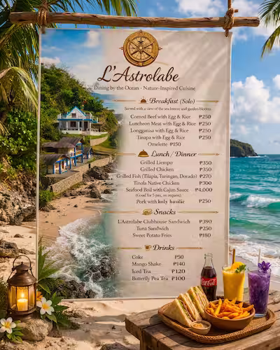 Cuisine locale Catanduanes menu produits frais écolodge L'Astrolabe