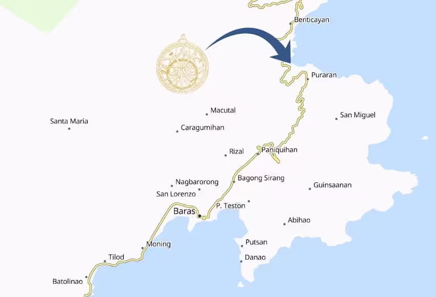 Zoomed map showing the location of L'Astrolabe in Baras, Catanduanes